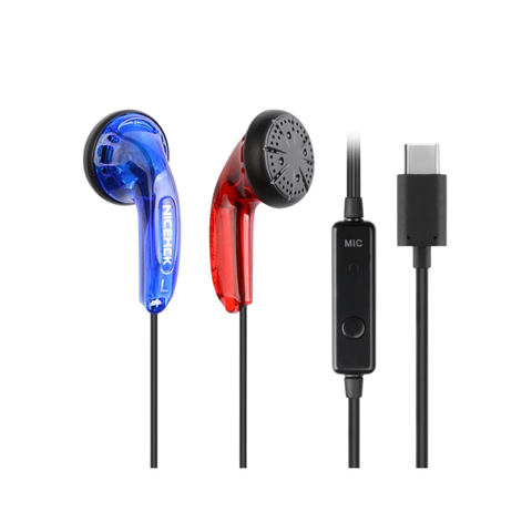 Auriculares Auribox Tipo Earbud Bicolor (Rojo/Azul) USB-C con Micrófono