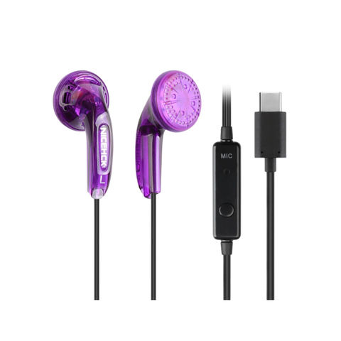 Auriculares Auribox Tipo Earbud Púrpura Translúcido con Conector USB-C y Control