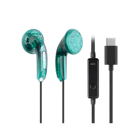 Auriculares Auribox Tipo Earbud Verde Translúcido con Conector USB-C y Micrófono