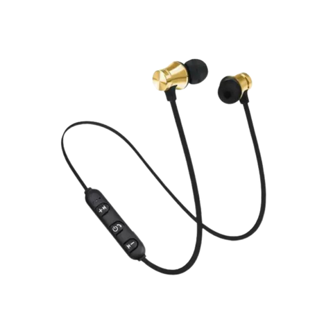 Auriculares In-Ear Auribox Inalámbricos Dorados con Cable de Unión y Micrófono