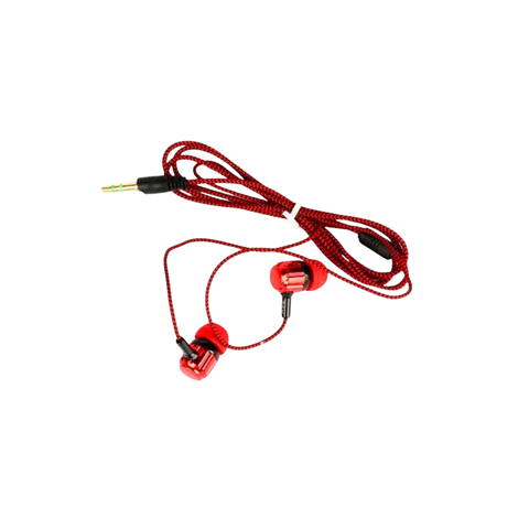 Auriculares In-Ear Auribox Rojos con Cable Trenzado Duradero y Conector 3.5mm