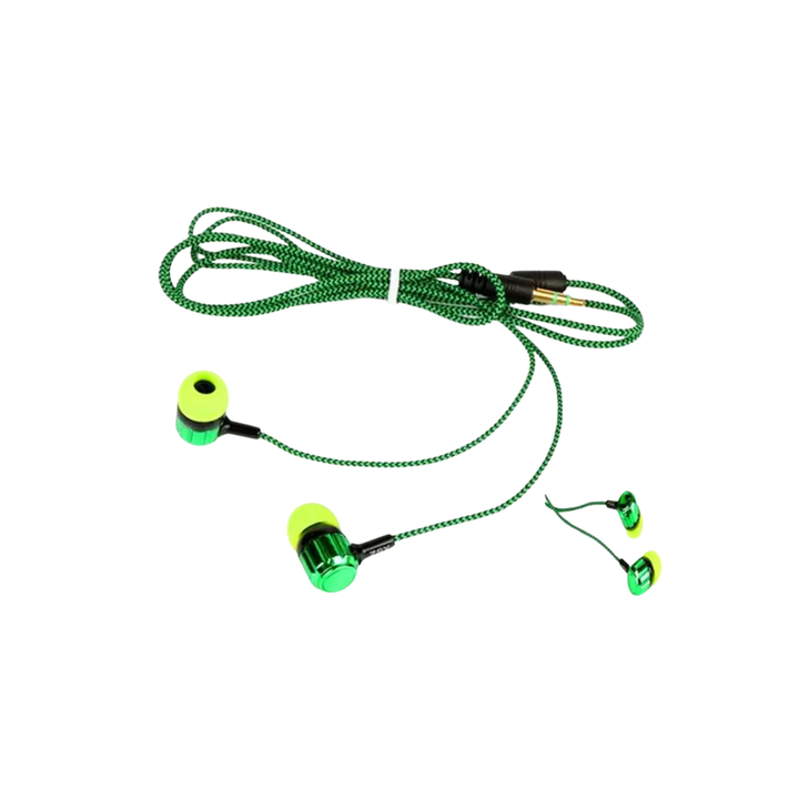 Auriculares In-Ear Auribox con Cable Trenzado Verde Neón y Jack 3.5mm