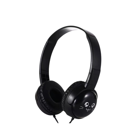 Auriculares de Diadema Auribox Infantiles Negros Plegables con Diseño Animal