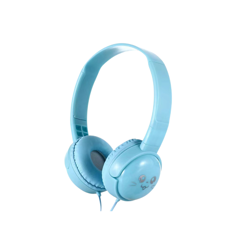Auriculares de Diadema Infantiles Auribox Azules Plegables con Cable y Diseño Divertido