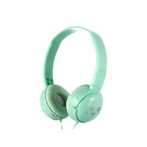 Auriculares de Diadema Infantiles Auribox Verde Menta Plegables con Diseño Lúdico